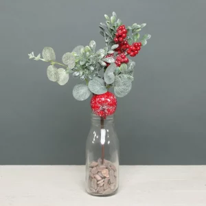 Eucalyptus Red Berry Apple and sparkle Pick 20cm